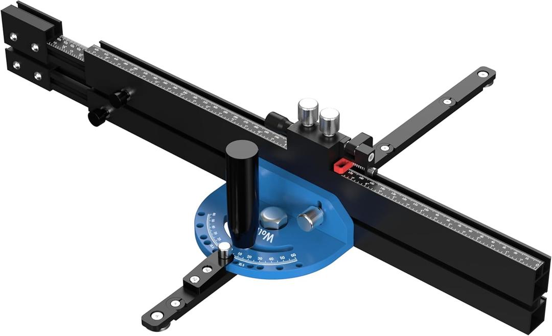 Wolfawn Table Saw Miter Gauge with Micro Adjustable Flip Stop and Extendable Fence and Quick Angle Stop for Table Saw Band Saw Router Table, Miter Cut Fit 3/8 x 3/4" T Slot for Woodworking Crosscut