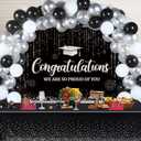 2024 Graduation Decorations Congratulation Party Supplies Congrats Grad Decorations Class of 2024 Party Decor Graduation Balloon Decoration for Outdoor Indoor Home School Grad Decor(Black, Silver)