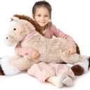 MaoGoLan Large Horse Stuffed Animal, Big Horse Plush Toy for Boy Girl, Ridable Stuffy Pony for Kid, Stuffed Pony Plush Pillow for Baby Shower, Mother's Day Birthday Gifts Party Favor, 33 inches, Brown