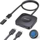 Alxum 20Gbps USB C Switch 2 Computers, USB-C Switcher for USB-C/Thunderbolt 4 Monitor or Dock, 8K@30Hz/4K@144Hz Display, PD 3.1 140W Charging, USB-C Switch with Remote, Gaming Laptops Tablets Phones