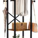IBUYKE Coat Rack with Shelves, Freestanding Hall Tree with 3 Shelves and 8 Hooks, Industrial Clothes Stand for Entryway, Hallway, Bedroom, Rustic Brown UTMJ088H