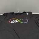 Family Autism Awareness Mom Rainbow Infinity Symbol T-Shirt (Small, Black)