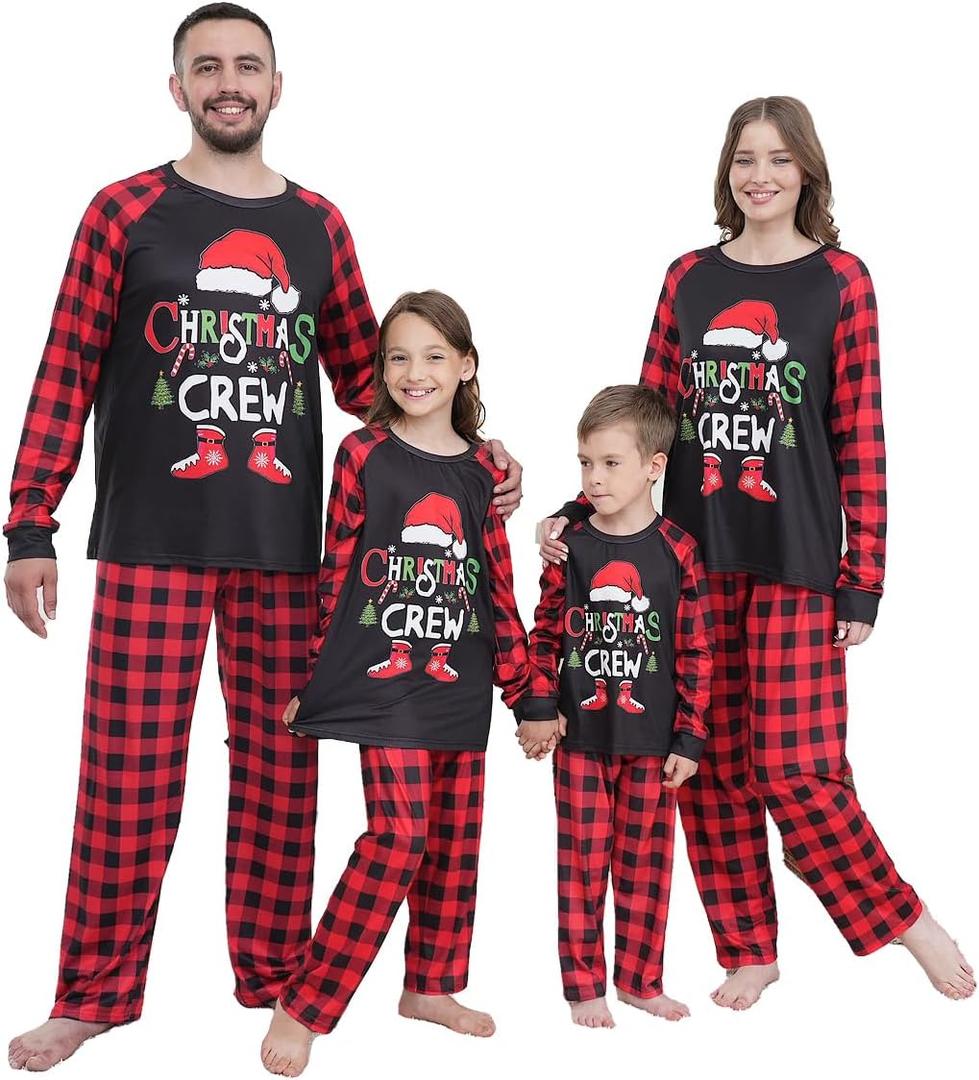 Family Matching Christmas Pajamas Set, Cute Elk Sleepwear for Boys Girls Dad Mum (Black)
