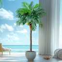 30-Year Factory Faux Coconut Tree - 9.1FT Faux Palm Tree Realistic Thick Trunk & Heavy Duty Leaves, Hand-Carved Bark Texture, Indoor Tropical Decor for Living Room/Store, No Shiny Plastic Look