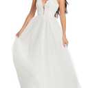 Sorayan Wedding Dresses for Bride Unique Lace Beautiful Layers Tulle A Line Dreamy Beach Wedding Gowns (Large, White)