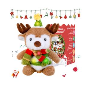 Reindeer Stuffed Animal Dancing Singing Plush with Music Light Voice Mimicking Function for Kids Adults Gifts