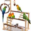 Bird Playground Natural Wooden Bird Stand Features Removable Tray, Feeding Cup, Bird Swing, Chew Toy, And Other Cage Accessories.Suitable for Most Parrots, Including Long-Tailed Parrots and Budgerigars