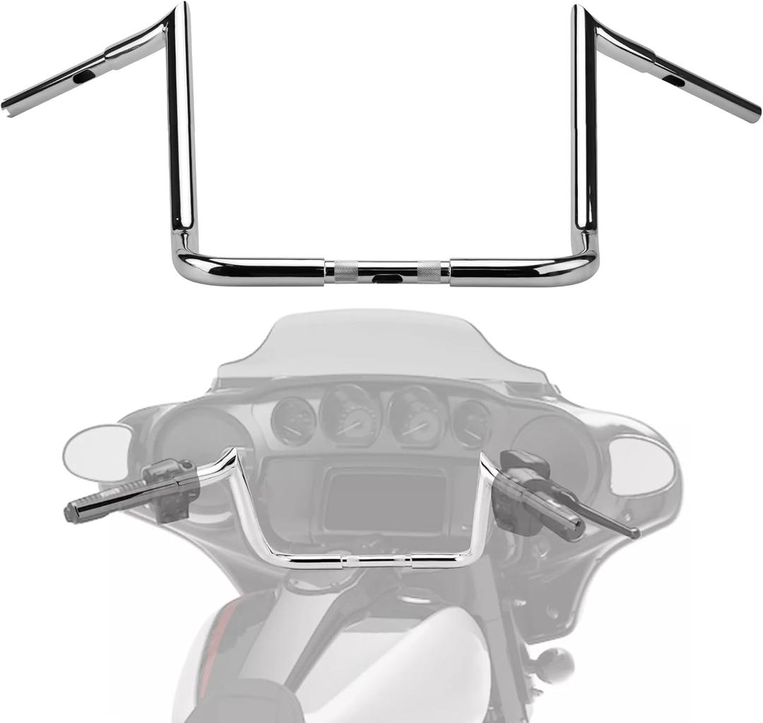 Motorcycle Handlebars 14" Rise Ape Hangers Handlebar, 1-1/4" 1.25 inch Motorcycle Ape Hangers Fit for Harley Touring Electra Glide 1986-2023 Street Glide 2006-2023 (Chrome)