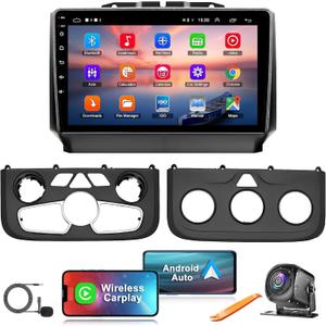 4G+64G Android 13 Car Radio for Dodge 2013-2018 RAM 1500/2500/3500(Manual & Auto AC), 9 Inch IPS Touch Screen Car Stereo with Carplay&Android Auto, GPS, WiFi, Bluetooth, FM, Rear View, DSP