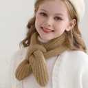 Haloumoning Kids Girls Knit Scarf Toddler Warm Winter Cross Tie Wrap Neck Warmer Cute Scarves 1-14 Years