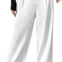 SOLY HUX Women's Wide Leg Dress Pants High Waisted Pleated Loose Work Office Trousers Medium