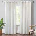 DriftAway Farmhouse Vertical Striped Linen Blend Textured Light Filtering Semi Sheer Curtains for Living Room Bedroom 84 Inches Long Drapes 2 Panels (Grey)