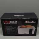 Mueller UltraToast Full Stainless Steel Toaster 4 Slice, Long Extra-Wide Slots for Bagels and Waffles, 6 Browning Levels, LED Display, Cancel/Defrost/Reheat Functions & Removable Tray, Kitchen Gadgets