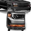 Headlight Assembly Compatible with Chevy Silverado 1500 2016 2017 2018 (Hid/Xenon Model) Factory Replacement Head Light Lamp Black Housing Right Passenger Side