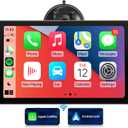 Portable Car Screen Wireless CarPlay  ABSOSO 9 Inch Wireless Android Auto Car Stereo  Bluetooth IPS Display Voice Control Mirrorlink GPS Navigation