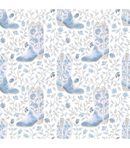 6ft Long Cowgirl Like Me Blue Peel and Stick Wallpaper