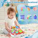 Toddler Toys for 1-2 Year Old Boy, Musical Montessori Busy Board, Early Educational Toy for Toddlers 1-3, Motor Skills Developmental Toy for 12-18 Month Age, Birthday Gift for 1+ Year Old Boy Girl, 3 Sides