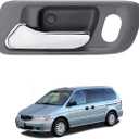 Left Door Handle, Compatible with 1998-2002 Honda Accord, 1999-2004 Honda Odyssey | Front Driver Interior Door Handle Gray Bezel with Chrome Lever | OE# 72165S84A01ZB, HO1352124, Inside with Lock Hole