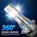 LED Headlight Bulbs for Hyundai Santa Fe Sport 2013 2014 2015 2016, H7 High Beam and H11 Low Beam, 6000K White, Plug and Play with Cooling Fan, 4-Pack