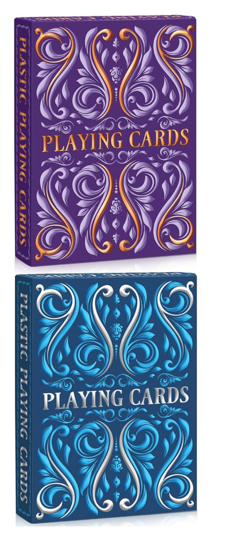 Playing Cards 2 Pack, Plastic Playing Cards Waterproof, Deck of Cards Bulk, Large Print Playing Card for Seniors Adults, Premium Poker Cards Set for Family Game Night, Beach Pool Party Trip Camping Game
