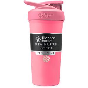 BlenderBottle Sport Insulated Stainless Steel Shaker Bottle with Wire Whisk, 24-Ounce, Plum Protein Shakes & Hydration for Athletes & Fitness Enthusiasts, Easy Mixing, Keeps Drinks Cold, Lockable Lid, Pink