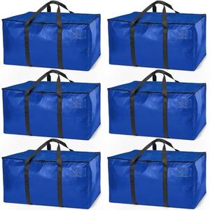 ClearSpace Heavy Duty Moving Bags or Storage Bag – Large Moving Boxes with Backpack Straps, Zippers & Handles – Perfect for Moving, College Dorm, Traveling, Camping, Christmas Decorations, 6 Pack