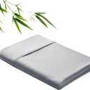 Bamboo Viscose Flat Sheets Only, 400 Thread Count Sateen Weave Queen Size Flat Sheet Only, Luxury Soft Cooling for Hot Sleepers, Silky Breathable (Grey, Queen) (Gray)