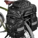 HUNTVP 3 in 1 Bike Pannier Bag - Rack Saddle Backpack Rear Seat Shoulder Laptop Cargo Rack Bicycle Bag with Rain Cover (Black)