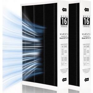 2 Pack 6672 MERV 16 Filter 16x25x5'', Carbon-Clean HVAC Furnace Air Filter Compatible with Lennox HCC16-28 Healthy Climate Home Furnace Filter for HVAC System, Part Number HCF16-16, HCF16-10