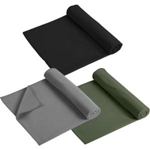 Breling 3 Pack 26"x73" Hot Yoga Mat Towel Pack Non-Slip Yoga Mat Gym Sweat Absorbent Microfiber Towel for Pilates Workout Women Men (Black, Gray, Green)
