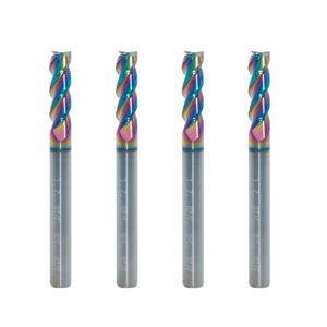 Carbide Square End Mill for Aluminum, Copper Alloy, Plastic, 3/16" End Mill Bits, 3 Flute HRC 55 Deg DLC Coating, CNC Router Bits (4 Pieces)