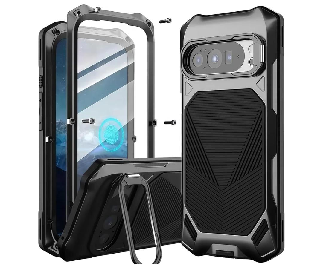 for Google Pixel 10 Pro XL Case with Camera Ring Stand, [Built-in Screen Protector] [Military-Grade Protection] Full-Body Heavy Duty Rugged Protective Bumper Case for Pixel 10 Pro XL Black