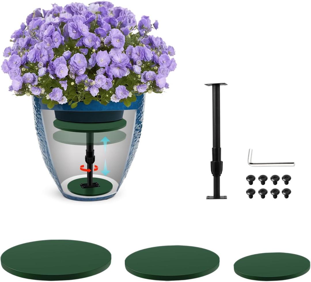 Axcoix Adjustable Height Plant Risers for Inside Pots, 7.5-12" Planter Inserts for Large Pots, Planter Lift Insert for Tall Square Round Taper Planters (6" 8" 10" Base or Top)
