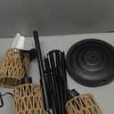 Oneach 70" Floor Lamps for Living Room, Stepless Dimmable Boho Floor Lamp with 3 Bulbs, Tall Farmhouse Industrial Corner Standing Tree Lamp for Bedroom, Office, Study Room, Rattan with Linen Shade