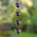 Monarch Rain Chains Aluminum Lotus Black Rain Chains for Gutters 3 ft Extension Black Decorative Rainchain Outdoor Durable Heavy Duty Gutter Chain Downspout, Modern Rainchains for Outside