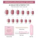 Glamnetic Press On Nails - Super Short Round Fake Nails, Muted Mauve Purple Nails, Mauve Cutie | 12 Sizes - 30 Nail Kit with Glue | Gift for Mom