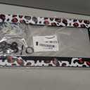 HCSS Red Leopard Print License Plate Frames - 2 Pack Cheetah Heart Print License Plate Holder, Aluminum Metal Rust-Proof Waterproof Car Decorative Tag Frame for Standard US 12x6 Inch