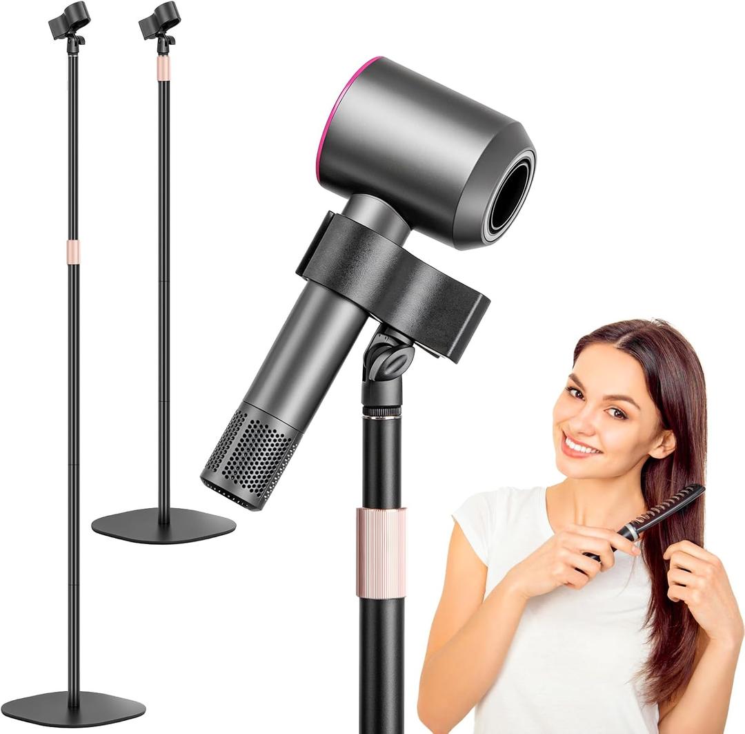 Hair Dryer Stand, 1.68M Height Adjustable Blow Dryers Holder, Ultra Stable Holder with 360 Rotating, Universal Clips, Work with All Dryer, Floor Dryer Stand for Salons or Home Use