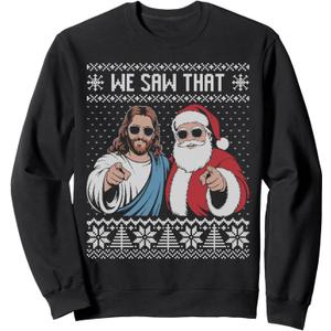 We saw that Jesus and Santa ugly Christmas sweater Sweatshirt S