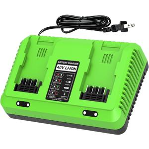 Dual Port Charger Replacement for Greenworks 40v Battery Charger | 2 Port Wall Mount Charger Compatible with Greenworks 40V Battery 29462 29472 BAF702 L-300 BAF704 BAF705
