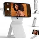 Phone Stand, Foldable Magnetic Phone Tripod, Angle Adjustment & Strong Magnets PU Leather Phone Stand, Compatible with All Smart Phone 16/15/14/13/12