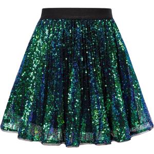 GRACE KARIN Girls Sequin Skirt Elastic Waist Sparkle Pleated Skirt for Party  (12 Years, Green)