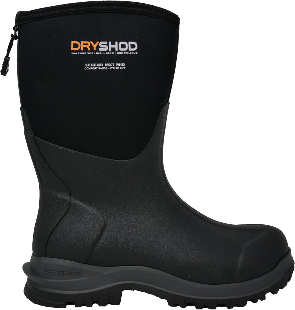 Dryshod Men's Legend MXT Rubber Boots | Waterproof | Mid-Height | (13, Black)