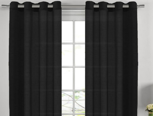 H.VERSAILTEX Linen Curtains Natural Blended Curtain Panels for Living Room/Light Reducing Linen Semi Sheer Curtains 108 inch Length 2 Panels Set Nickel Grommet Window Panels, 52" x 108", Black