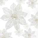Boao White 24 Pieces Poinsettia Flower Christmas Glitter Artificial Poinsettia with Clips Christmas Tree Ornament Decorations for DIY Xmas Wreath Holiday Home Party Decor, 3/4/6 Inches
