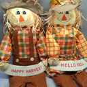 2 Pack 60" Large Scarecrow Thanksgiving Fall Sitting Scarecrow, Adorable