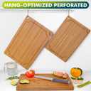 Durable Bamboo Cutting Boards for Kitchen  3-Piece Set with Deep Juice Grooves, Carbonized Surface & Heavy-Duty Design, Perfect for Charcuterie, Meat, and Vegetables