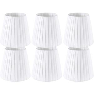 Set of 6 Natural Linen White Clip On Chandelier Lamp Shades For Chandeliers, Wall Lamps, And Other Lighting Fixtures Using E12 Bulbs 4 * 6 * 5 Inch
