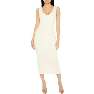 Forever 21 Womens Ribbed Sweater-Knit Dress (X-Small, Cream)
