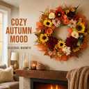 24 Inch Fall Wreath for Front Door, Autumn Sunflower Farmhouse Porch Decor